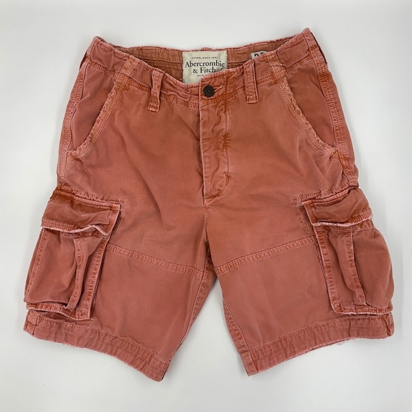 Abercrombie & Fitch Other - Abercrombie & Fitch Distressed Burnt Orange Cargo Shorts Button Fly Mens Size 33